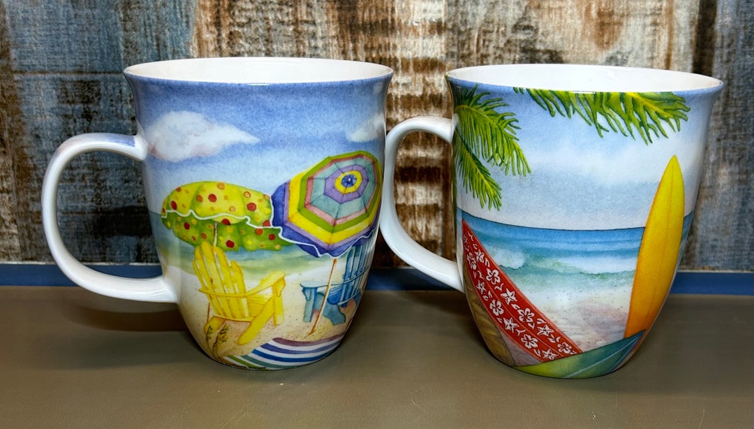Pair of Cape Shore Mugs Beach Scene Great Condition Gently Etsy