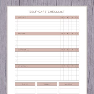 Self Care Checklist Printable - Etsy