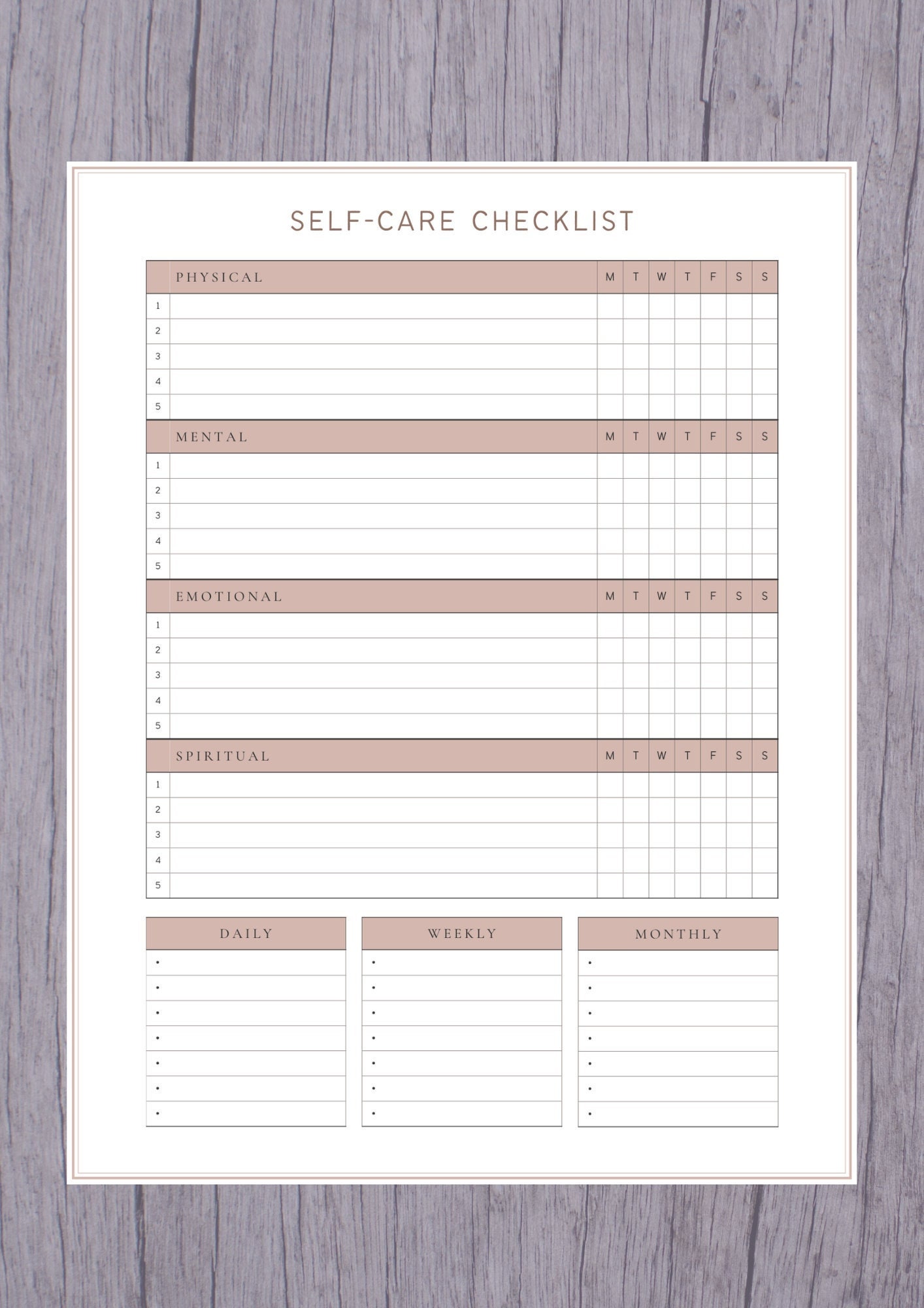 Self Care Checklist Printable - Etsy