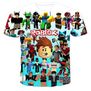 New Summer Children's Short Sleeve T-shirt ROBLOX Girls Boys Cartoon Tee  Kids Clothes Boys Girl