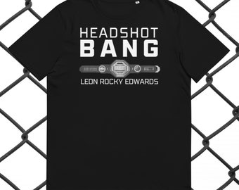 Leon Rocky Edwards T-shirt | Leon Edwards Headshot BANG UFC Champion T-shirt | MMA Training Shirt | 100% Cotton