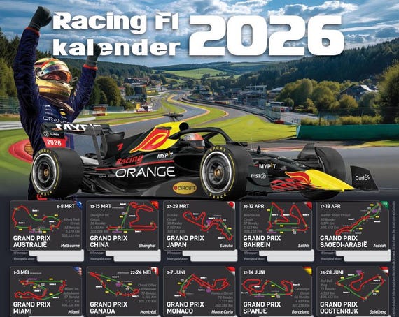 2026 DUTCH Formula 1 Calendar 50x70 Poster BLACK HILLS - Etsy