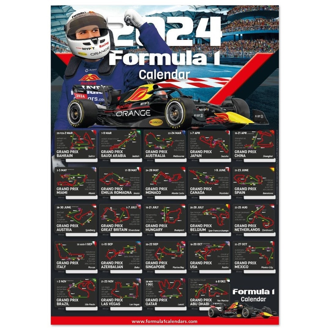 2024 UNI. ENGLISH Formula 1 Calendar 50x70 Poster UNIVERSAL Etsy