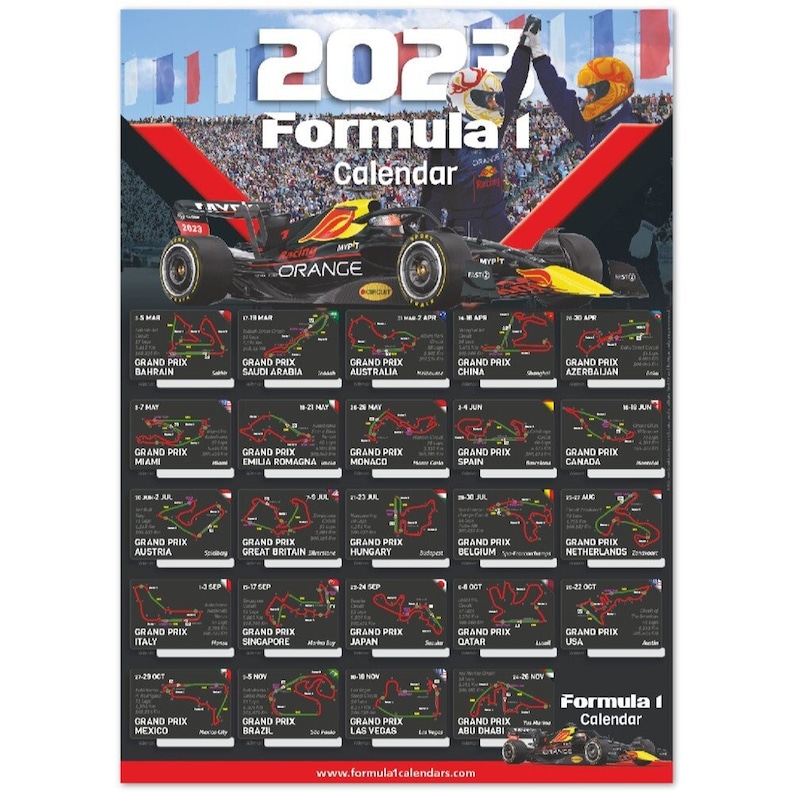 2023 Formule 1 kalender 50x70 poster NEDERLANDS - Etsy Nederland