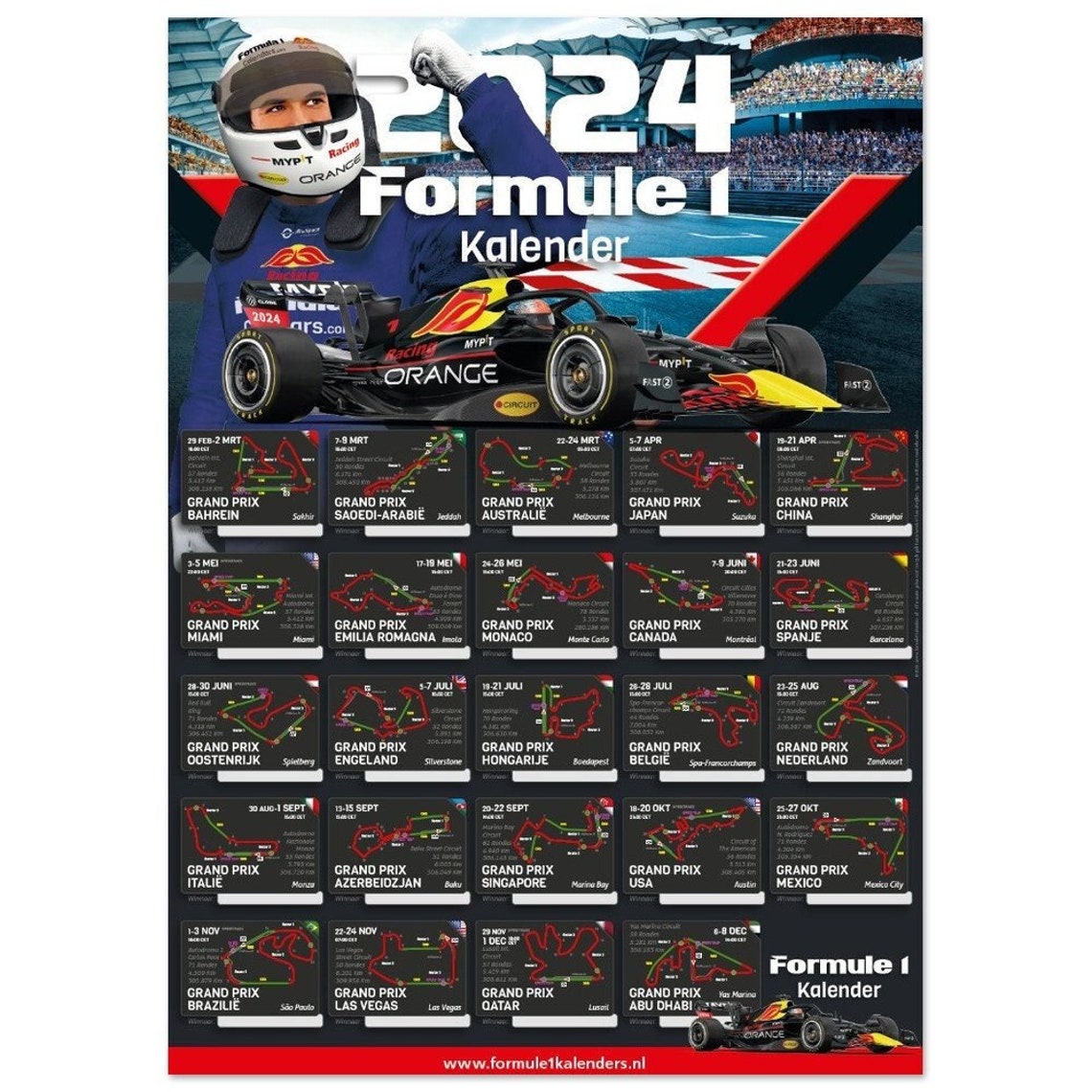 2025 NEDERLANDS Formule 1 kalender 50x70 poster NEDERLANDS Etsy Nederland