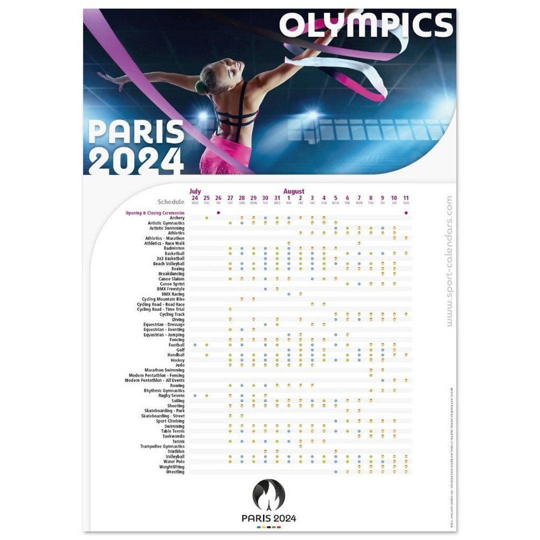 2024 Olympic Games Paris Schedule 50x70 Poster Rhythmic Etsy
