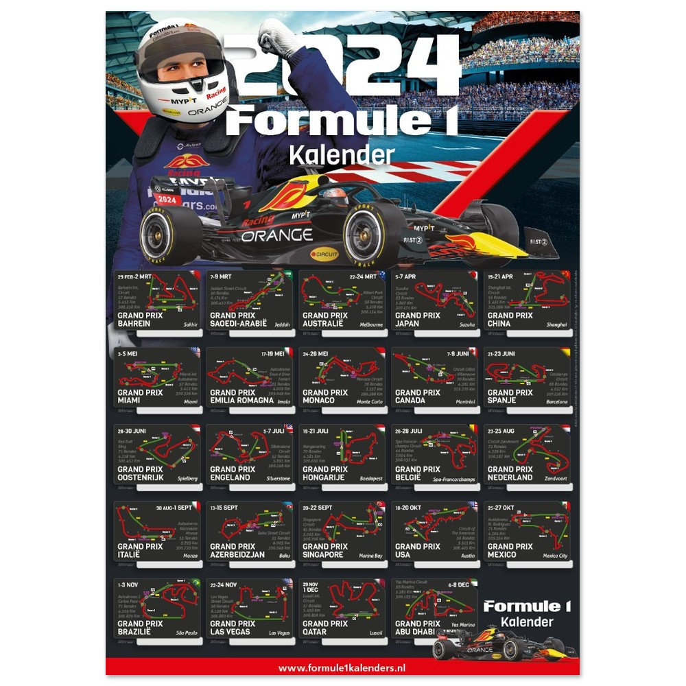 Calendrier de Formule 1 2024, Calendriers de Bureau des Voitures 2024, Calendrier  de Bureau F1