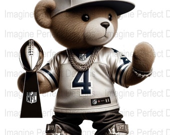 Oso de peluche vaquero PNG, gráfico para fanáticos del fútbol americano (archivo digital)