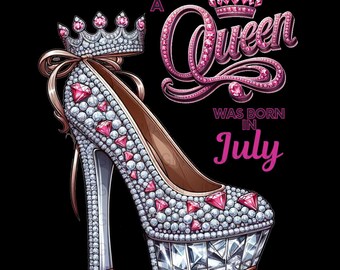 July Birthday Queen Rhinestone High Heel Art (Digital Download)