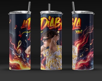 Envoltorio para vaso térmico Xavi La Diabla de 20 oz: Diseño musical retro (Descarga digital)