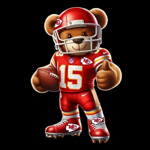 Chiefs Football Teddybär-Druck: Kansas City Fan Art (Digitale Datei)