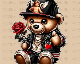 Hip Hop Teddy Bear Art Print: Urban Nursery Decor (Digital Download)