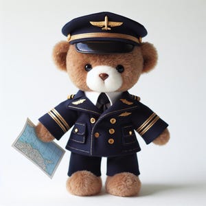 Pilot Teddy Bear Digital Art, PNG, JPEG, PDF, Aviation Art, Cute Animal Art, Nursery Decor, Printable Wall Art, Kids Room Decor
