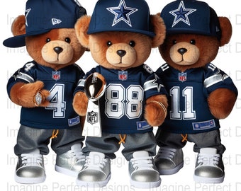Cowboys Teddy Bears Football Print: Dak, Ceedee, Micah (Digital File)