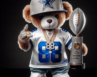 Cowboys Teddy Bear Football Fan for sublimation PNG (Digital File)