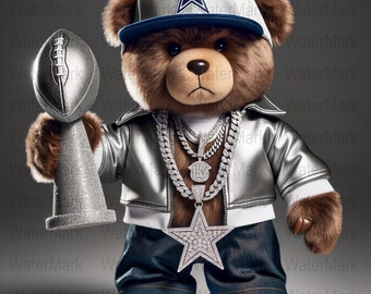 Cowboys Hip Hop Teddy Bear - Dallas PNG JPEG (Digital Download)
