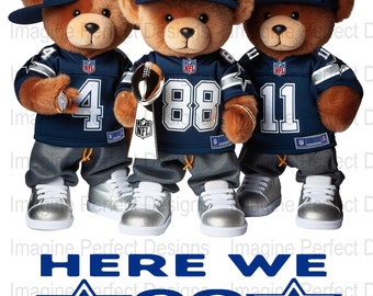 Cowboy Teddy Bears PNG: Football Team Fan Art (Digital File)