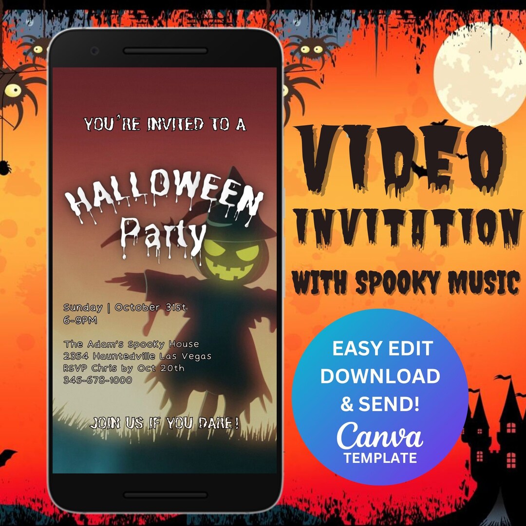 Halloween Party Video Invitation Animated Halloween Etsy