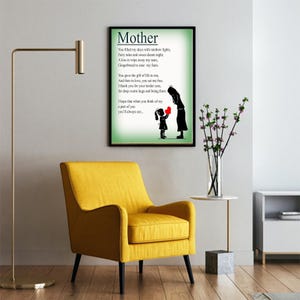TheYaYaCafe Poesia per la mamma Carta di scorrimento per la mamma Decorazione da appendere alla parete Poster