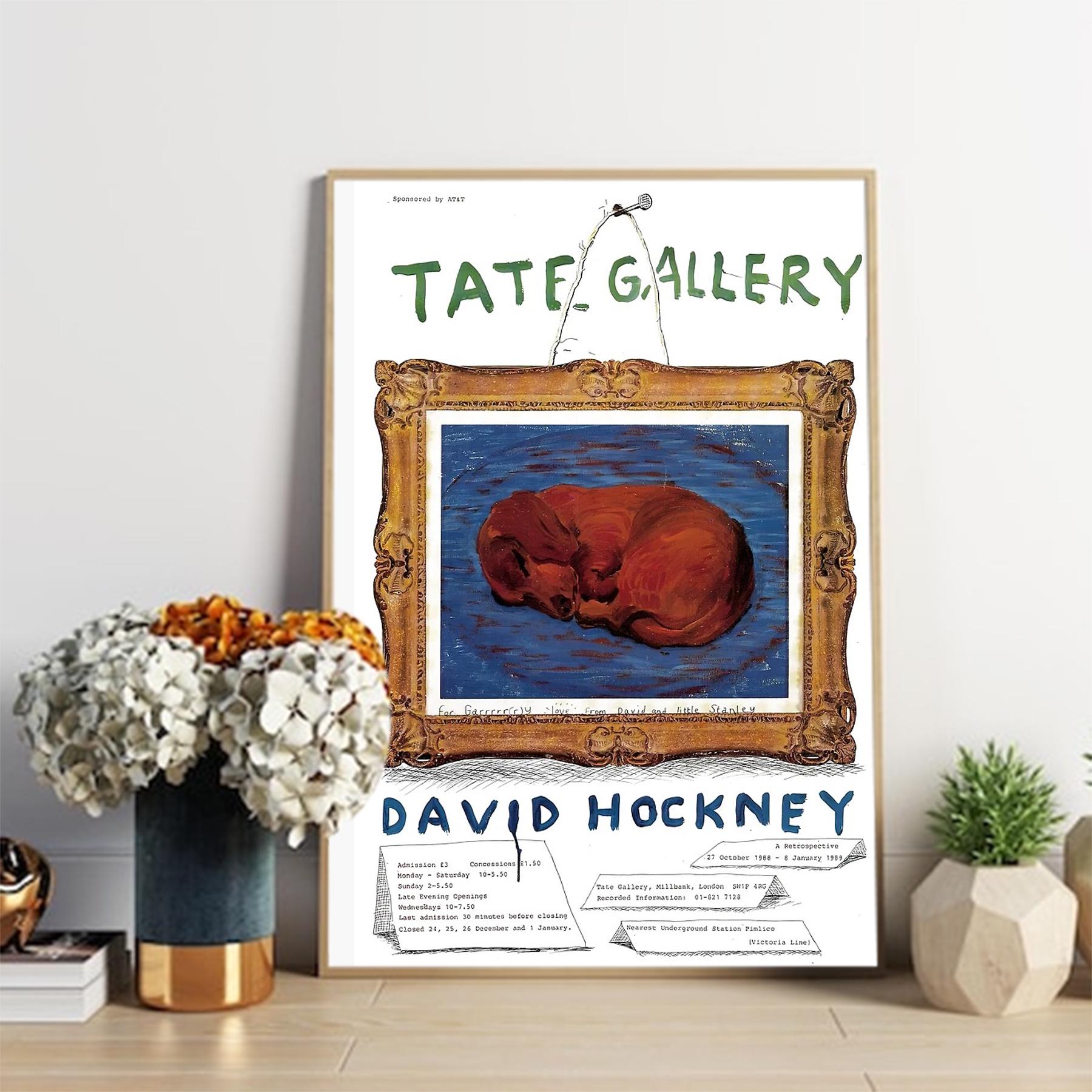 DAVID HOCKNEY 犬の絵 額装ポスター