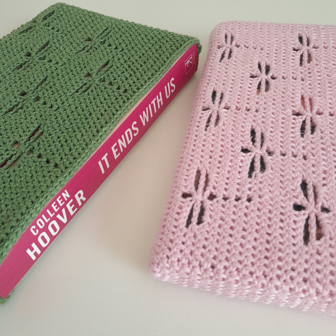 Crochet Book Sleeve Crochet Book Protector With Dragonfly Etsy