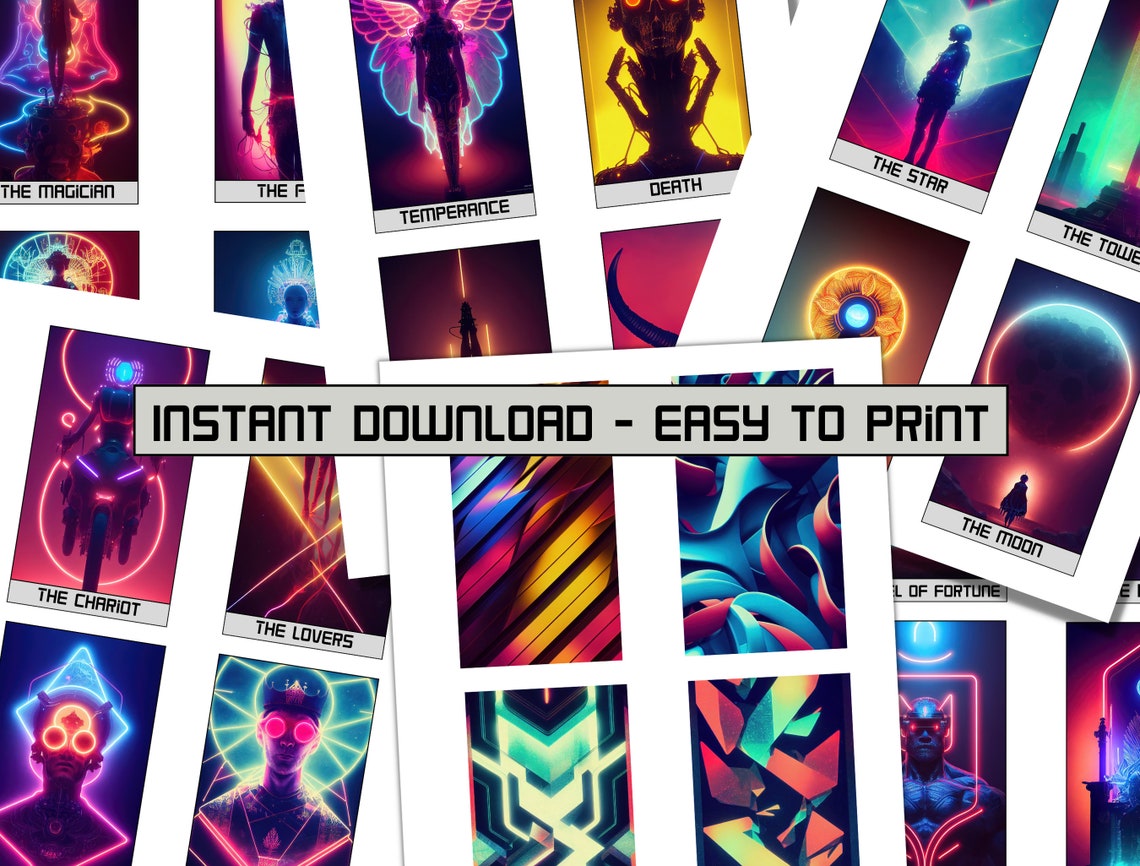 Cyberpunk Tarot Cards 22 Major Arcana Cards and 4 Cardback Etsy