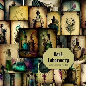 Gothic Grunge Apothecary Junk Journal Kit: 18 Vintage Style Pages (Digital Download)