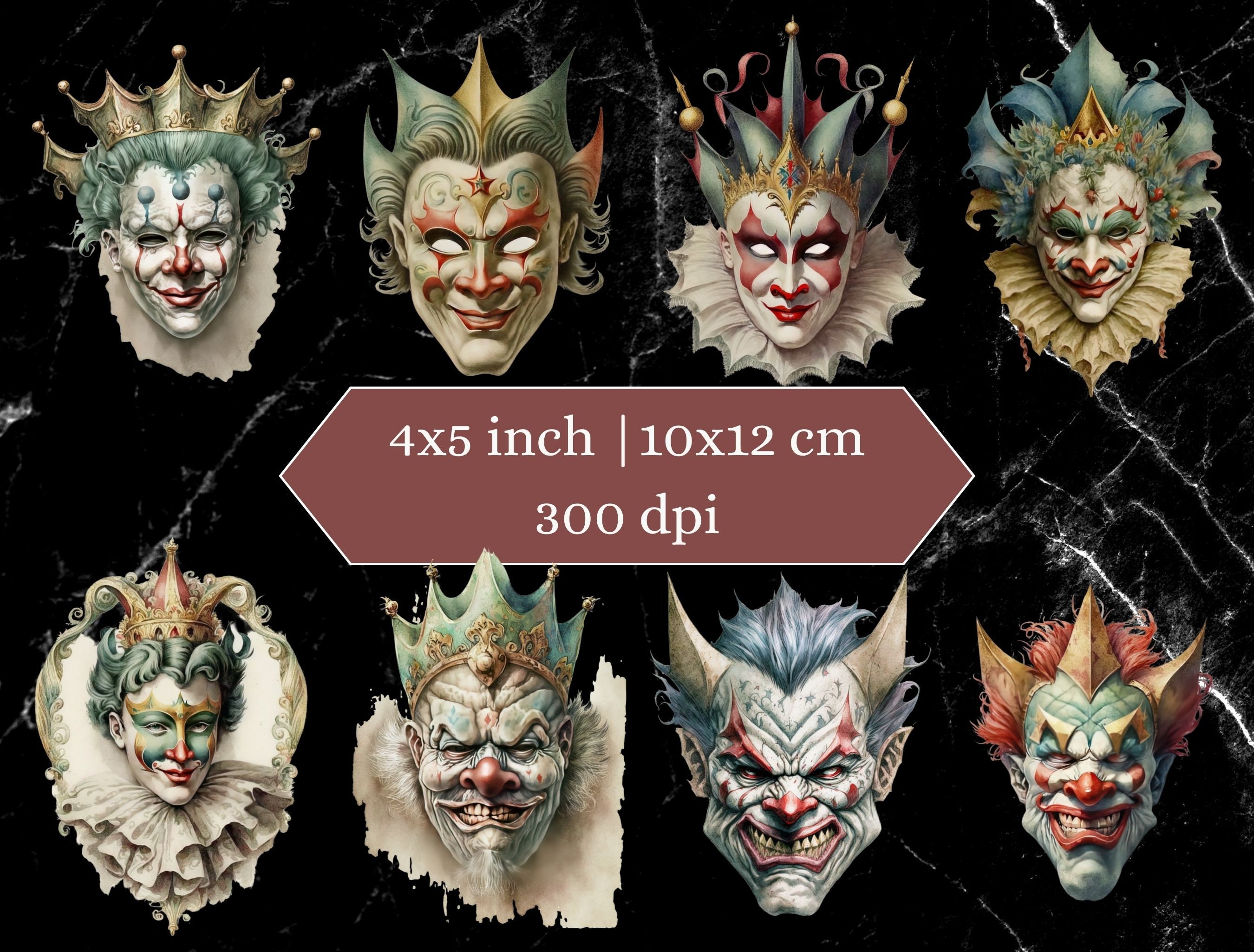 Vintage Clown Mask Clipart Bundle 16 PNG Clown Face Masks Etsy