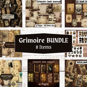 Grimoire Junk Journal Kit: 8-Item Gothic Ephemera Bundle (Digital Paper)