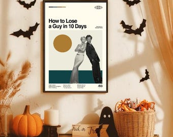 1 póster de "Cómo perder a un chico en 10 días", minimalista, retro, vintage, decoración del hogar