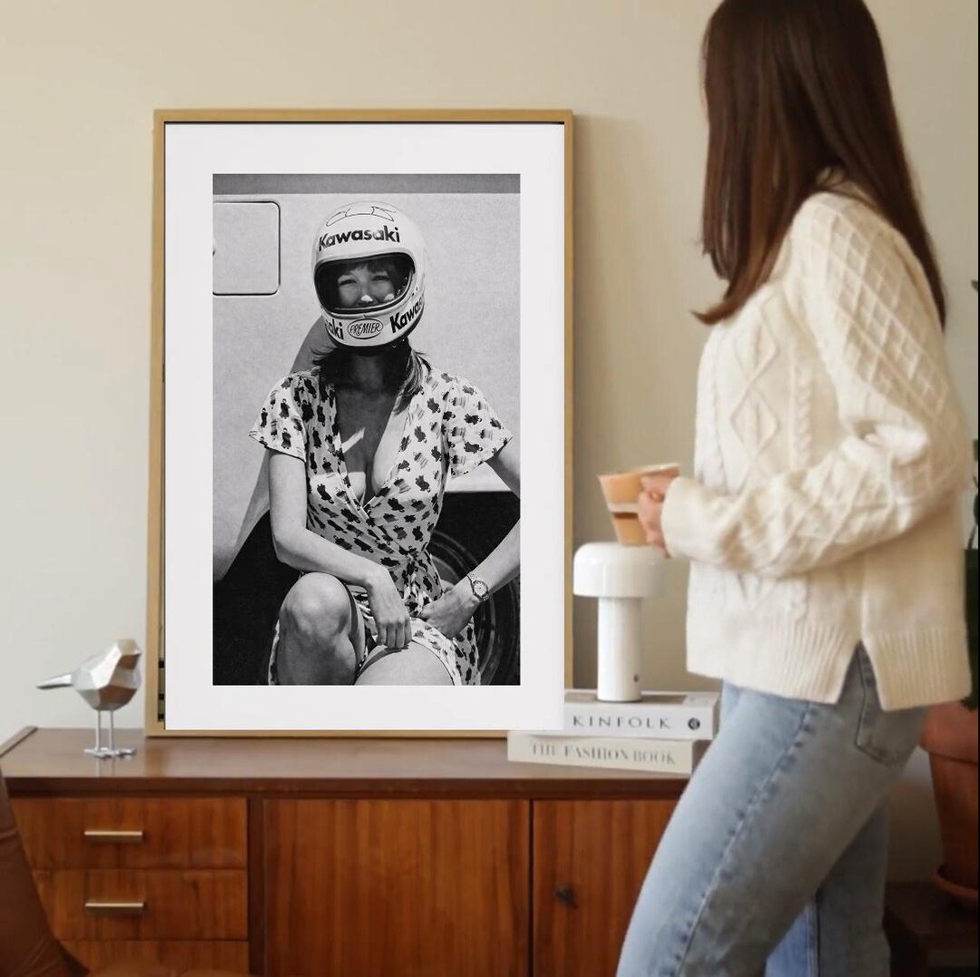 Biker Girl Art Retro Biker Girl Poster Bold Feminine Style Motorcycle ...