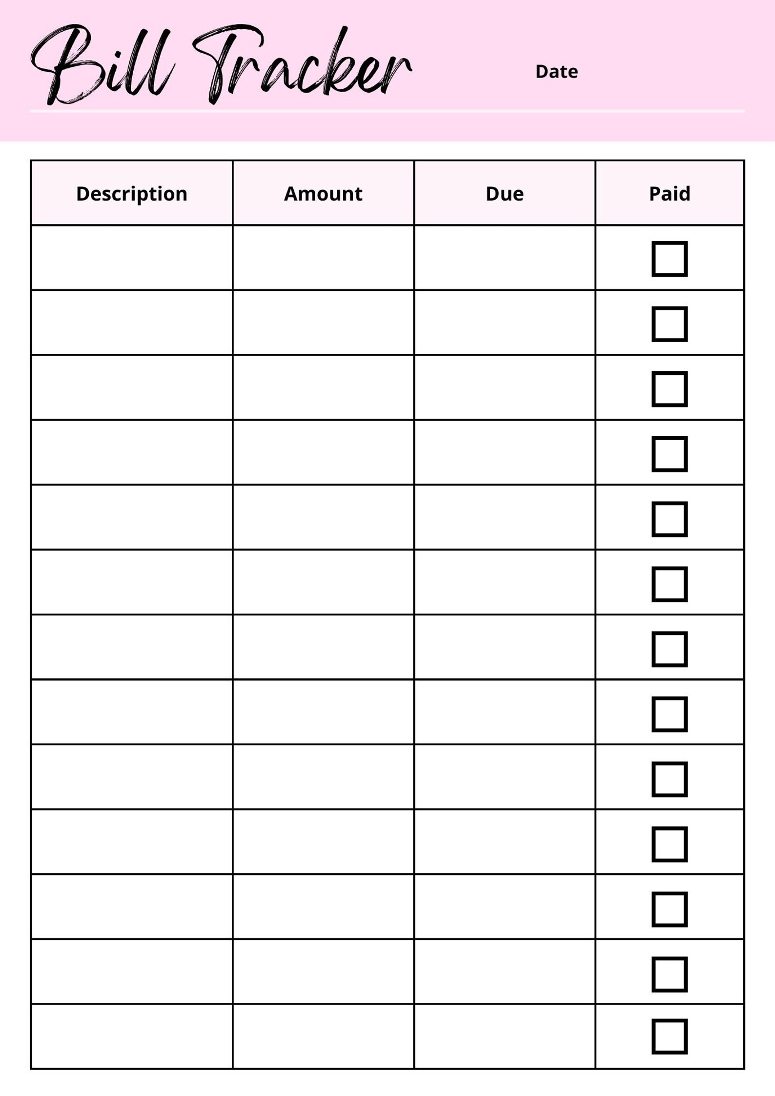 Monthly Budget Tracker Printable, Fillable - Etsy