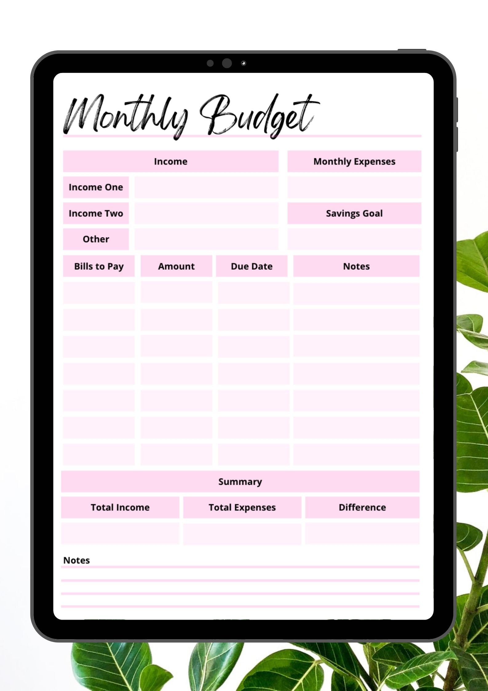 Monthly Budget Tracker Printable Fillable - Etsy
