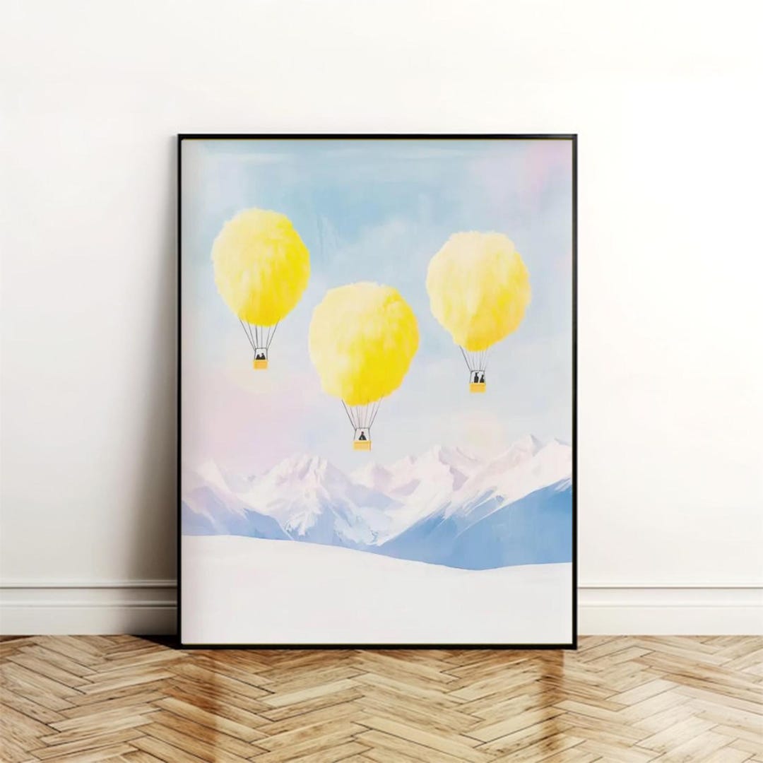 Three Yellow Hot Air Balloons Art Print - Hot Air Balloon Wall Art ...