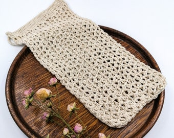 Natural cotton washcloth, beige peeling wash rag, wellness gift, gift for her