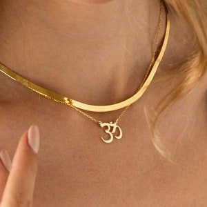 925 Silver Om Necklace, Meditation Necklace | Spiritual Necklace, Yoga Jewelry | Good Luck Necklace, Protection Necklace, 14K Gold Om Charm