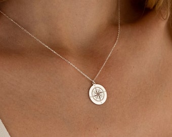 925 Silver Compass Necklace, Gold Compass Gift | Graduation Gift, College Graduation Necklace Daughter | Compass Jewelry, Journey Necklace