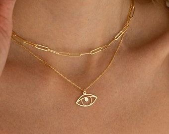 925 Silver Evil Eye Necklace, Protection Necklace | Evil Eye Charm, Amulet Necklace | Good Luck Necklace, Nazar Necklace, All Seeing Eye