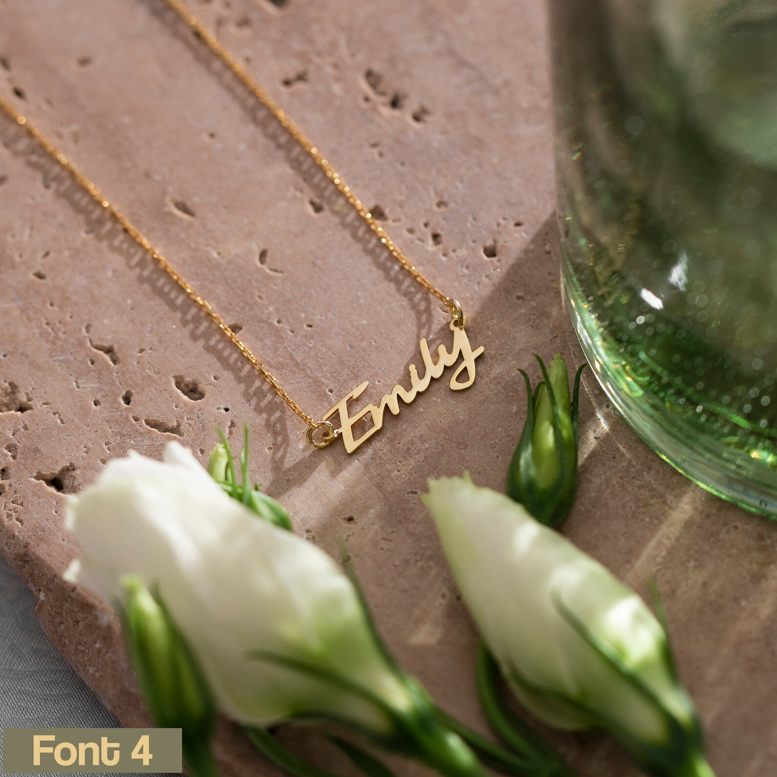 14K White Gold Name Necklace Real Gold Name Necklace Dainty Etsy