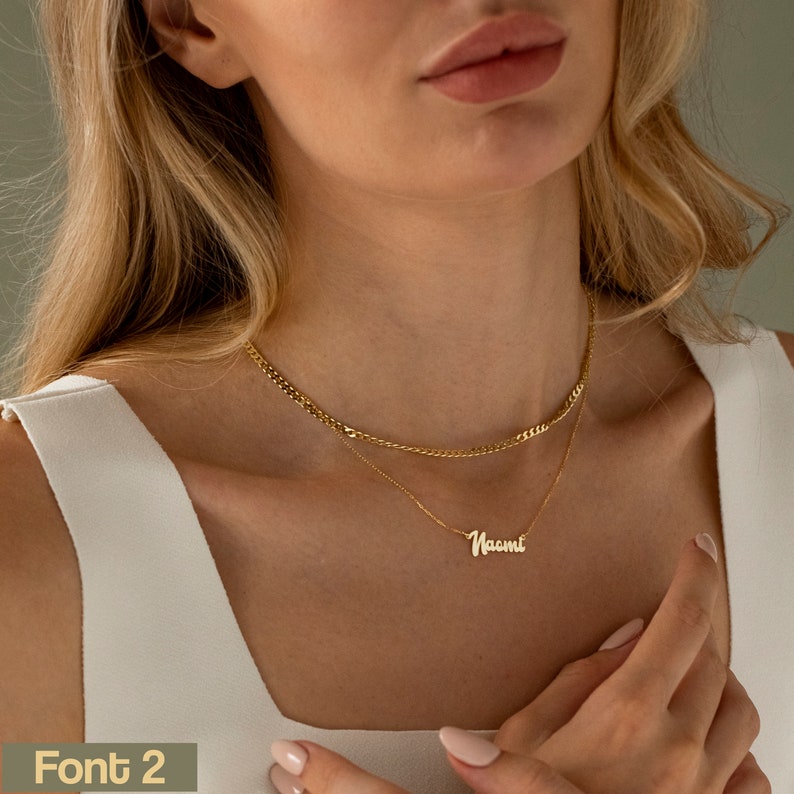 real white gold name necklace