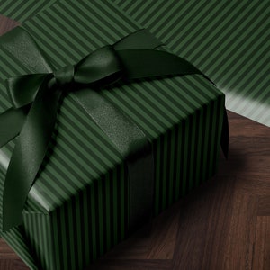 Carta da regalo a righe Evergreen Carta da regalo per le feste Idee regalo per feste di Natale Decorazioni festive Idee regalo di Natale Rotolo di carta da regalo verde