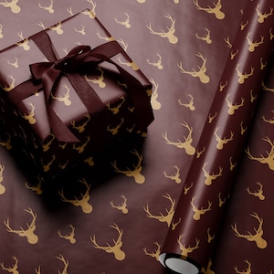 Reindeer Christmas Wrapping Paper Holiday Gift Wrap Elk Gift Wrap Stag Gift Wrap Elegant Christmas Gift Wrap Seasonal Gift Wrap Deer