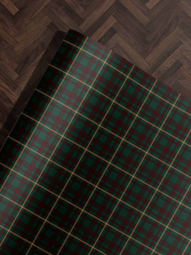 Traditional Christmas Plaid Wrapping Paper Holiday Gift Wrap Tartan Gift Wrap Green Christmas Gift Wrap Christmas Wrapping Paper Plaid