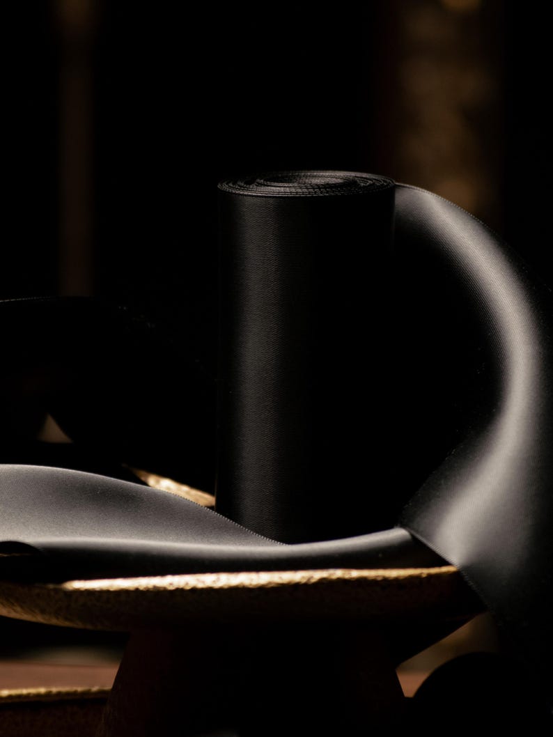 Wide Black Satin Ribbon for Gift Wrapping 4 Inch Luxury Ribbon for Statement Bows Wedding Decor Holiday Gift Packaging Large Bow Ribbon