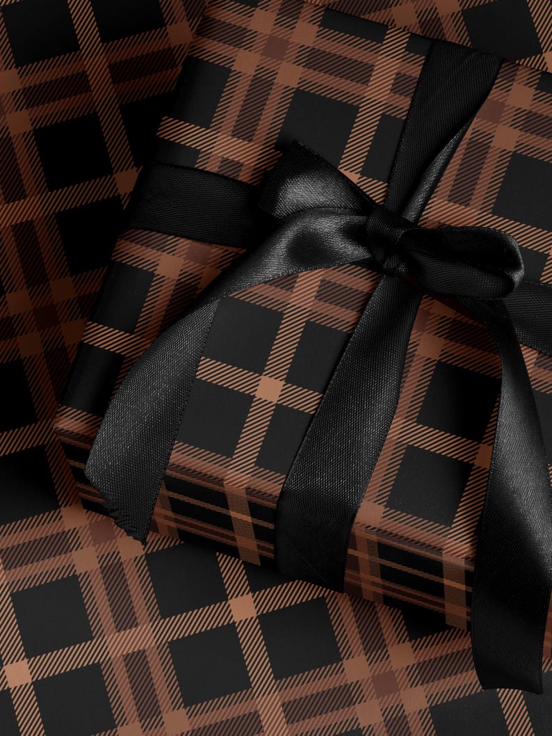 Brown Plaid Wrapping Paper Holiday Gift Wrap Christmas Present Wrapping Idea Christmas Party Gift Vintage Wrapping Paper Premium Gift Wrap