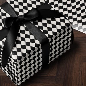 Premium Gift Wrap Harlequin Wrapping Paper Christmas Gift Wrap Holiday Wrapping Paper Black and White Paper Plaid Gift Wrap Traditional