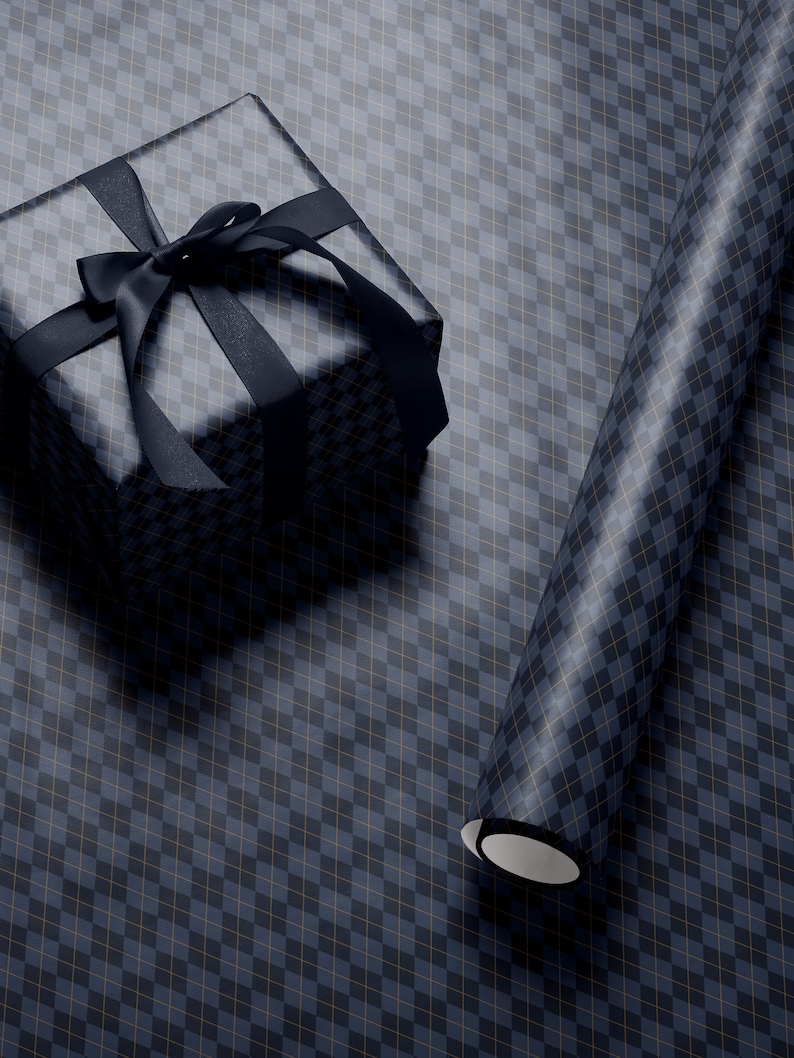 Blue Gift Wrap Roll Plaid Wrapping Paper Christmas Gift Wrap Paper Christmas Paper Classic Wrapping Paper Blue Holiday Gift Wrap for Him