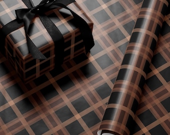 Elegant Plaid Wrapping Paper Holiday Gift Wrap Tartan Gift Wrap Luxury Christmas Gift Wrap Christmas Wrapping Paper Brown Gift Wrap