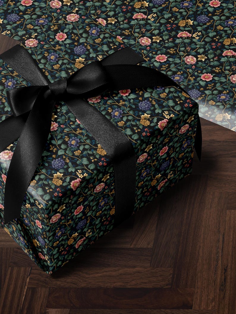 Botanical Garden Wrapping Paper Roll Elegant Gift Wrap Rose Wrapping Paper Lovely Design Gift Wrap Wedding Wrapping Paper Botanical Print
