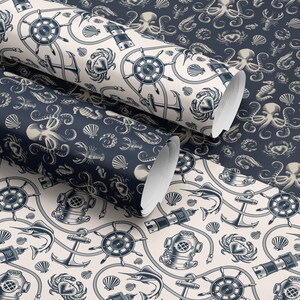 Ocean Wrapping Paper Coastal Gift Wrap Nautical Gift Wrap Under the Sea Gift Wrap Fish Gift Wrap Ocean Gift Wrap Sea Creature Gift Wrap Ship